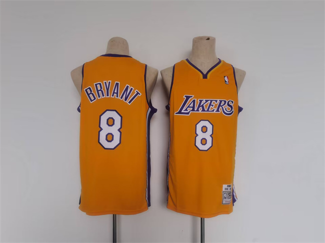 Men's Los Angeles Lakers #8 Kobe Bryant Yellow Throwback basketball Jersey